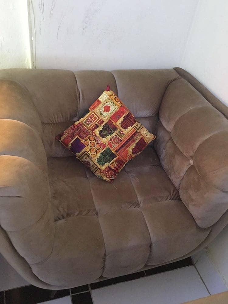 7 Seater Brown Malai Colour Sofa With cushion & Sofa White Chadir 2