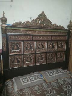 chenioti wooden bed with side table