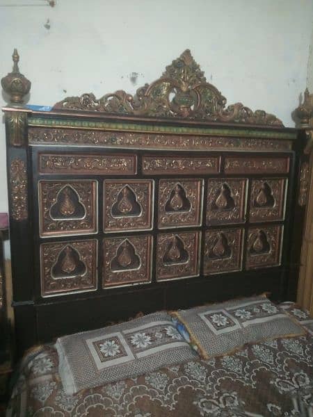 chenioti wooden bed with side table 0