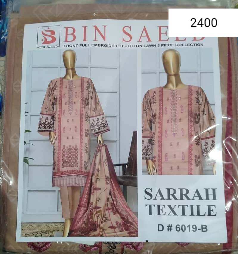 3pc printed lawn unstitched suit embroidery ladies dress 03037770296 5