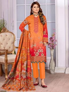 Amna B ulfat 3 pick women's  unstitched lawn printed suit