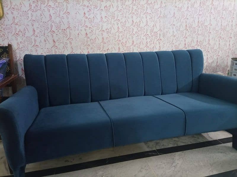 5 Seater suede sofa for sale in blue colour brand new 1