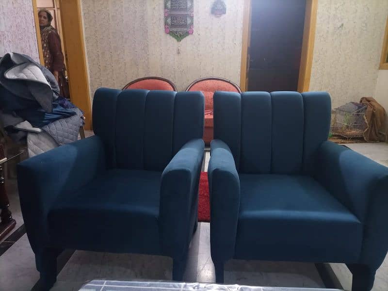 5 Seater suede sofa for sale in blue colour brand new 3