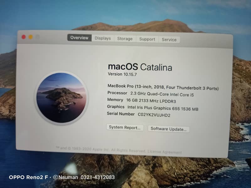 MacBook Pro 2018,Core i7,13"Ratina Disply,16GB RAM,256GB SSD,TouchBar 4