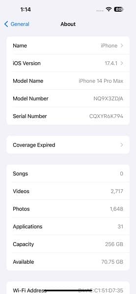 iphone 14 pro max purple 256 Gb 6