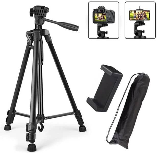 3366 Aluminium Tripod Stand (55-Inch) With Mobile Phone Holder 0