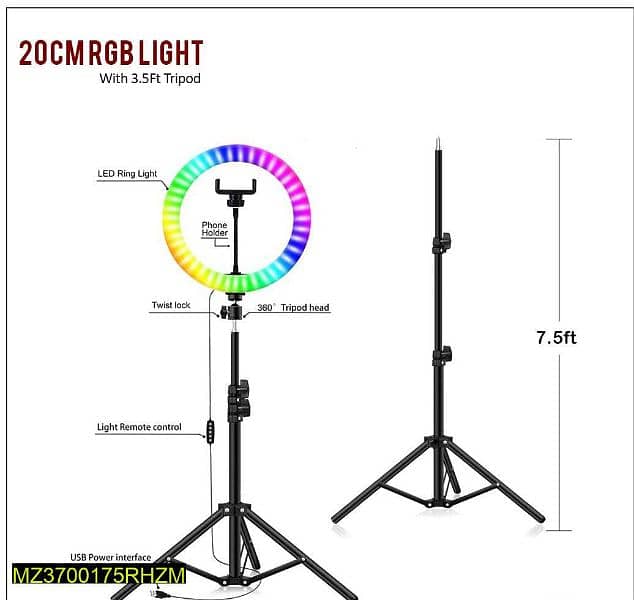 RGB Ring light for sale 3000Rs delivery free all over Pakistan 1