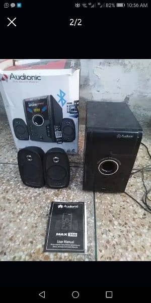 audionic Bluetooth max 350 woofer speaker with remot and box 1