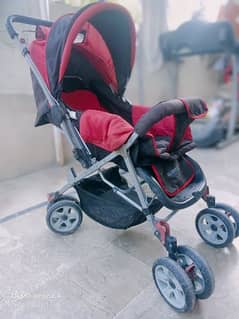 Imported Black & Red Pram - Brand New Condition!