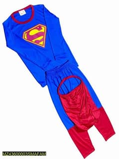 3 pcs kids stitched dry fit micro superman costume