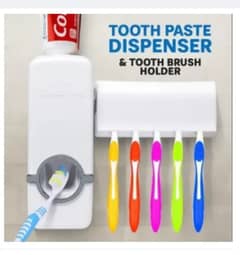 Toothpaste Dispenser With 5 Brush Holder Wall Mounted