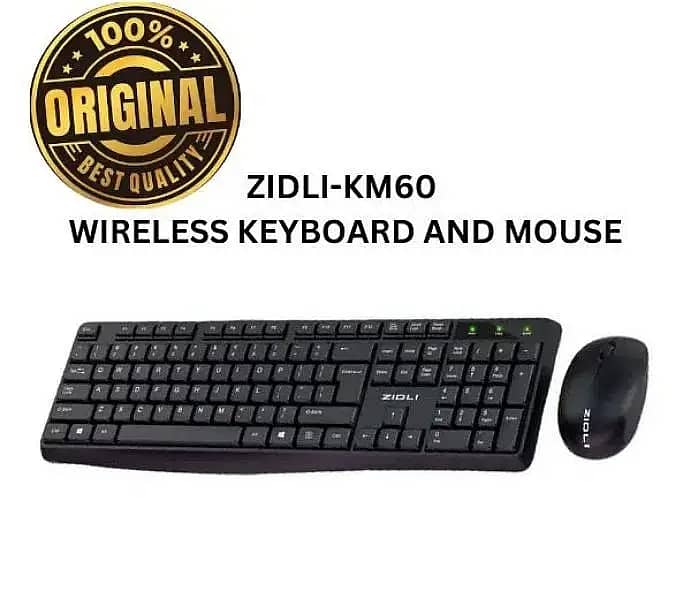 KM60 ZIDLI Wireless Mouse and Keyboard Set Black Best For Office Use 0