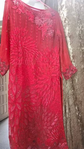 red dress 3 piece embroided small size 1