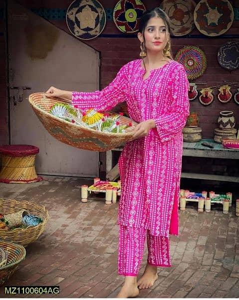 Women's Stitched Lawn Chunri Printed Suit 1
