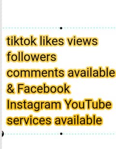 tiktok likes views followers comments avilibal & all social media
