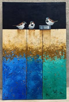 Abstract Painting of Birds