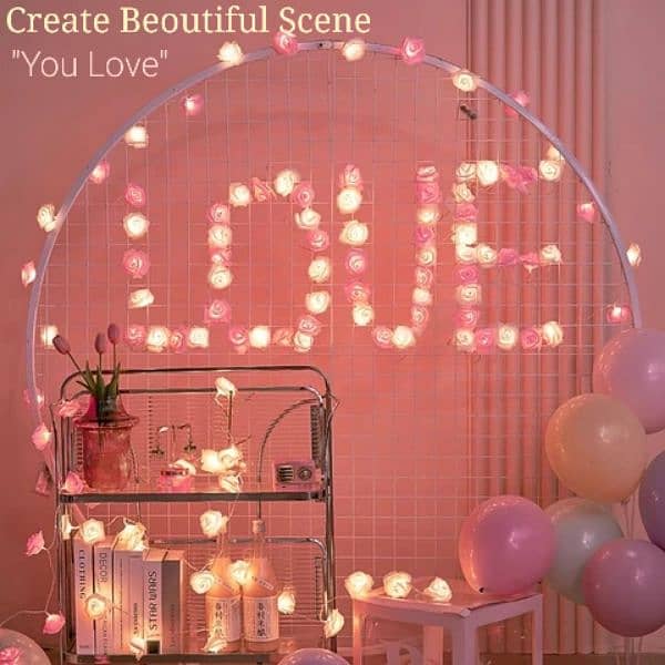 Rose Flower String Light|Wall Light For Home Decor In Multicolour . 4