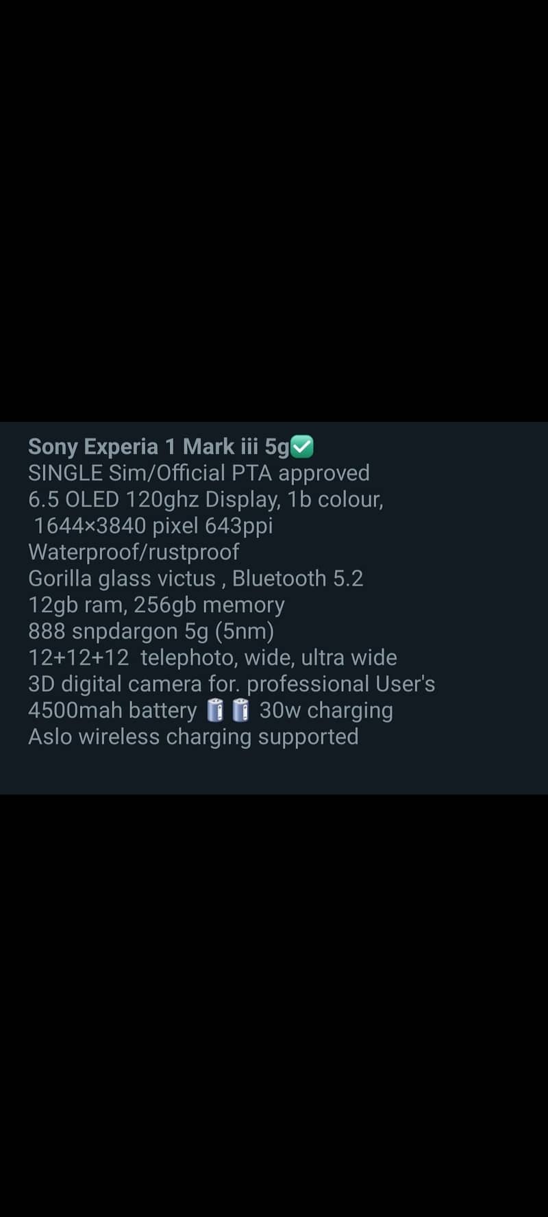 No exchange, Sony Experia 1 Mark iii 5G , condition 9/10 0