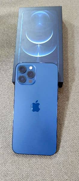 I phone 12 pro max 10 by 10 condition 256GB color space blue 3