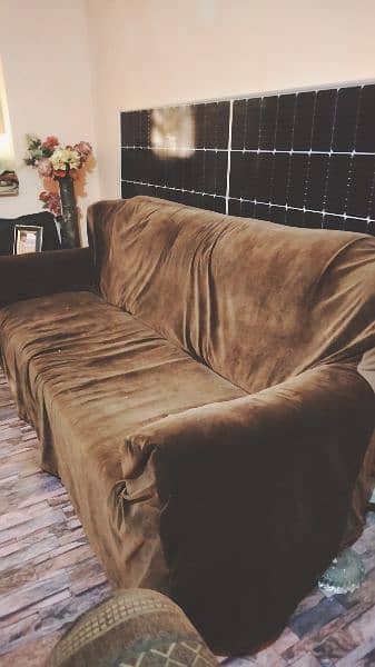 5 seater sofa set gently used in brown 1