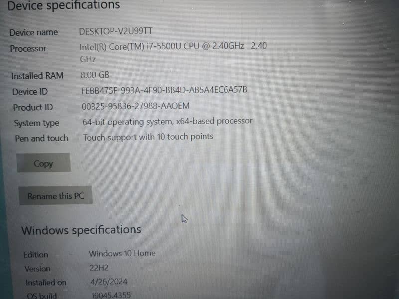 Dell Inspiron I7 5th Gen 8gb 128 ssd 1