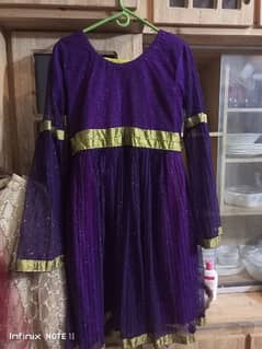 PURPLE SHORT FROCK WITH GHRARA and long dubatta