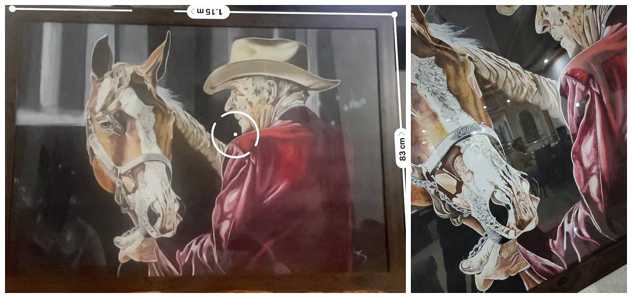 Handcrafted Canvas Portrait Capturing Man & Horse Bond" 5