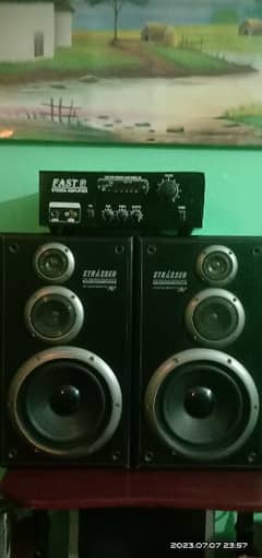 3 way bass reflex speakers with FREE all in one amplifier.