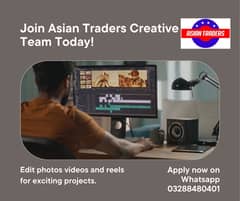 Required Staff for Photos Videos editing and thumbnail Creating at A. S 0