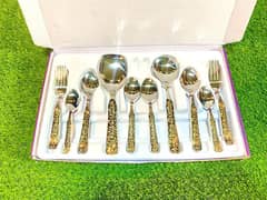 29 Pcs Stainless Steel Premium Quality With Golden Lazer Cutlery set