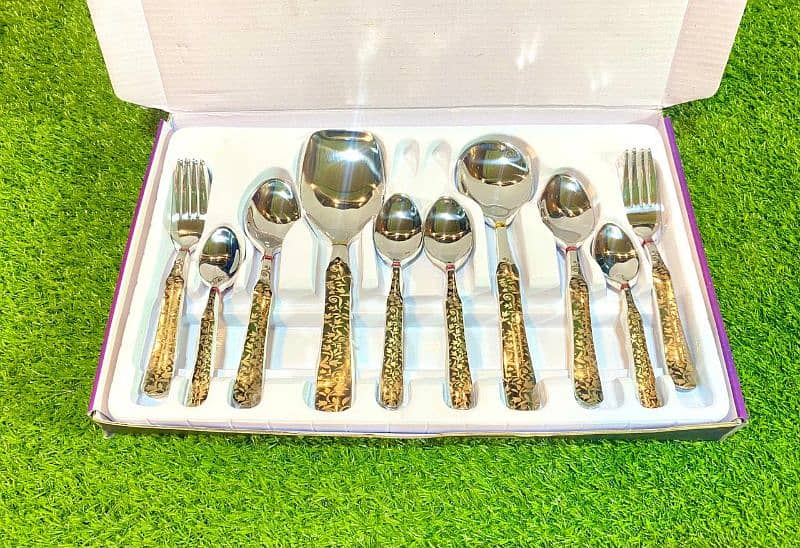 29 Pcs Stainless Steel Premium Quality With Golden Lazer Cutlery set 1