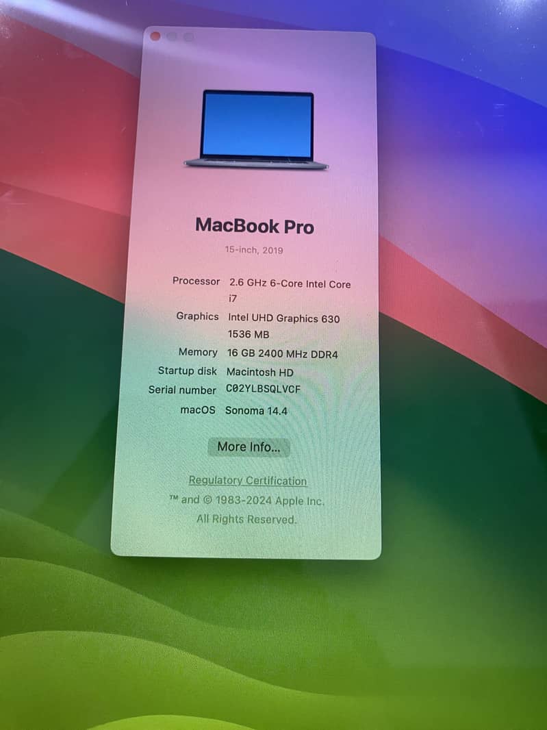 MacBook pro 2019 15 inches 5