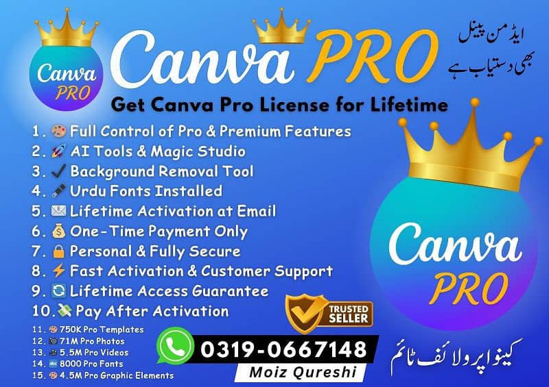 Canva Pro Lifetime Just Rs. 300 | 100% Real n Geniun Lifetime Warranty 1