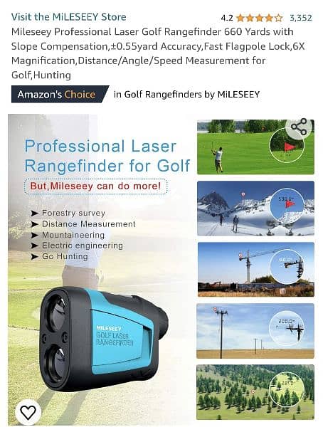 Mileseey Professional Laser Golf Rangefinder 660 Yards 5