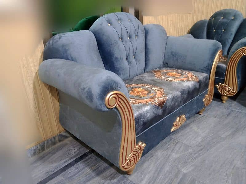 Sofa Set 6 Seater New Luxury King Size Velvet Fabric 0332-4144625 2