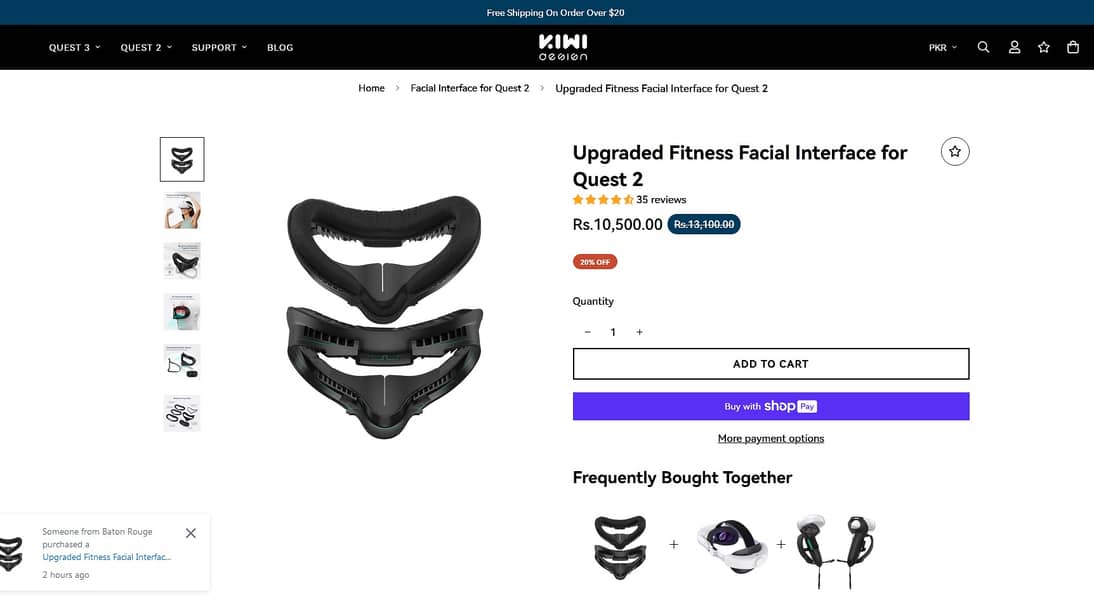 Kiwi Design Oculus Quest 2 VR Facial Interface Face Eye Cover Pad Foam 0