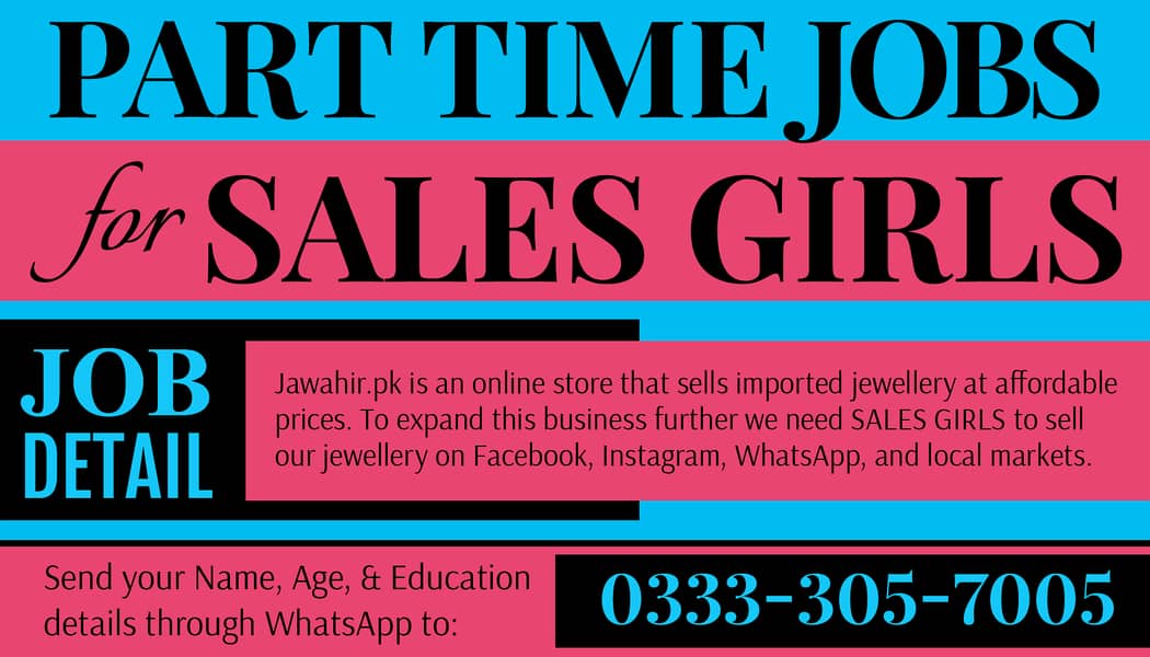 Jobs for Sales Girls to Sell Jewellery Online and Local Markets 0
