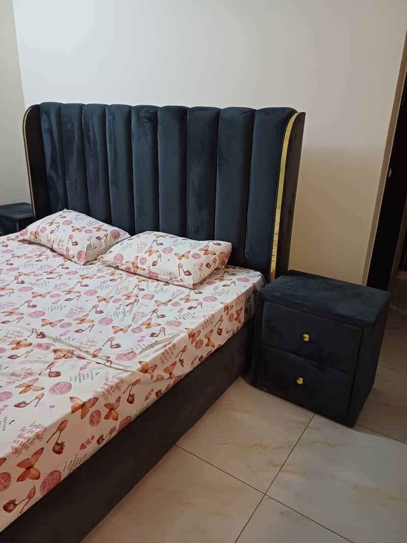 Bed with side table & mattress 1