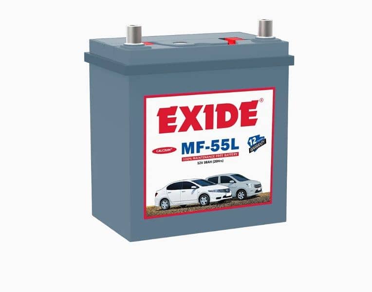 Exide Battery for Alto, Mehran, MF55L, Cultus, Mira 38ah 1