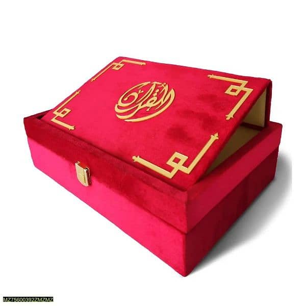 Pink Paradise Velvet Quran with stand 1