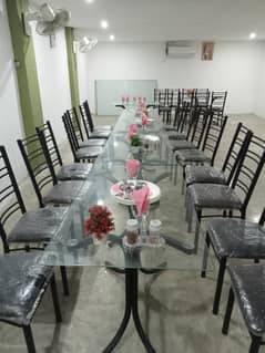 Dining /32 Seater/8 Glass Table /32 Iron Chairs /restaurants Furniture