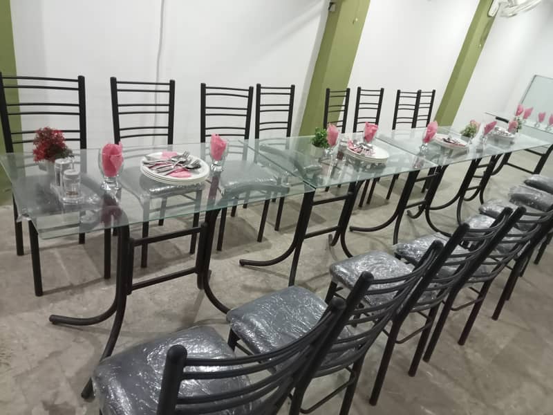 Dining /32 Seater/8 Glass Table /32 Iron Chairs /restaurants Furniture 1