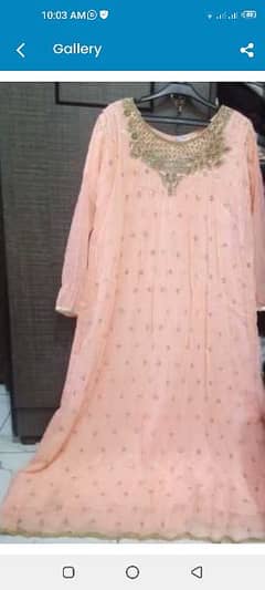 Maxi for sale with trouser and dupatta peach color