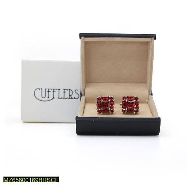 Cufflers modern square Cufflinks red 2