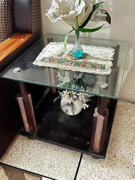 Two Glass top side tables. Normal Condition 1
