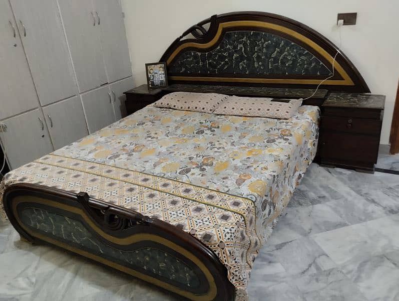 Double Bed king size with Side Tables and Mattress 3