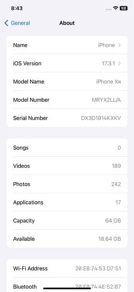iphone XR jv 64 Non active 6