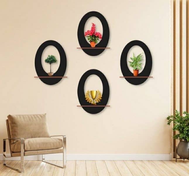 oval wall hanging shelves 4pc 0
