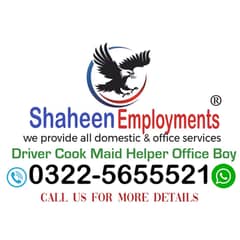 we provide Cook | Driver | Maid | Helper | Office Boy | Baby Sitter | 0