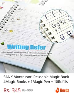 SANK Montessori Reusable Magic Book 4Magic Books + 1Magic Pen+10Refill 0
